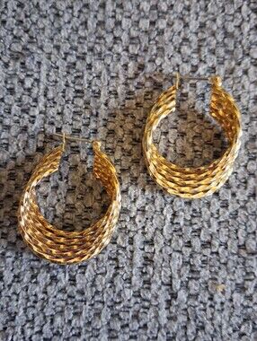 Gold-Tone Twisted Hoop Earrings - Women Jewelry